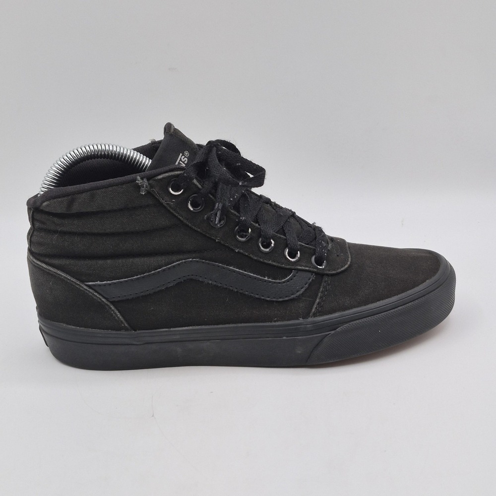 Vans Shoes Womens Size 7 Black Canvas Mid Top Lace Up Skate Sneakers 500714 - Picture 4 of 12
